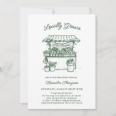 Locally Grown Farmer Market Sage Green Baby Shower 招待状 (正面)