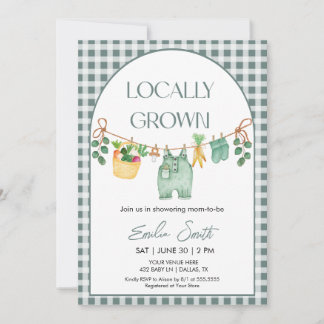 Locally Grown, Farmers Mark Baby Shower Invitation 招待状
