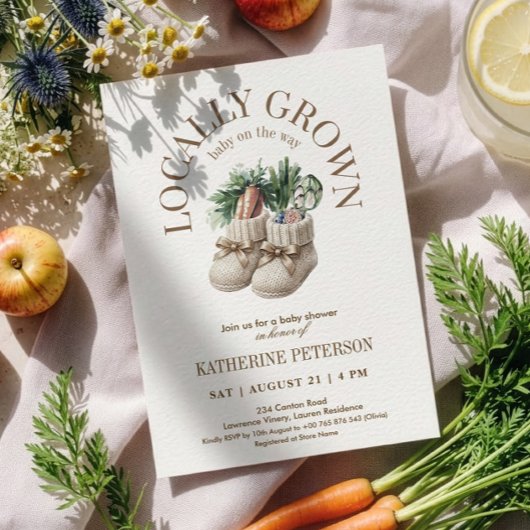 Locally Grown Farmer's Market Baby Shower 招待状