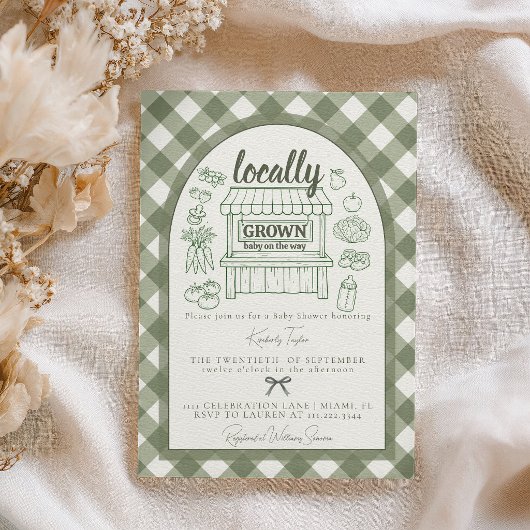 Locally Grown Farmers Market Baby Shower 招待状