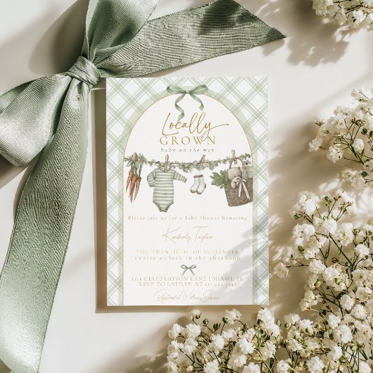 Locally Grown Farmer's Market Baby Shower 招待状