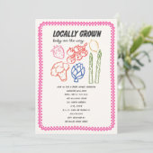 Locally Grown Farmer's Market Girl Baby Shower 招待状 (スタンド正面)