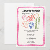 Locally Grown Farmer's Market Girl Baby Shower 招待状 (正面/裏面)