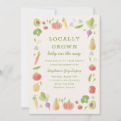 Locally Grown Farmer's Market Veggies Baby Shower 招待状 (正面)