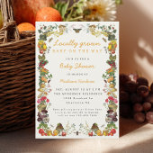 Locally Grown Farmers Market Veggies Baby Shower 招待状