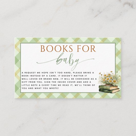 Locally Grown Farmers Rustic Books for Baby shower エンクロージャーカード (正面)