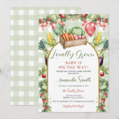 Locally Grown Fresh Market Baby Shower Gingham 招待状 (正面/裏面)