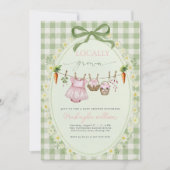 Locally Grown gingham Farmers Baby Girl Shower  招待状 (正面)