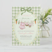 Locally Grown gingham Farmers Baby Girl Shower  招待状 (スタンド正面)