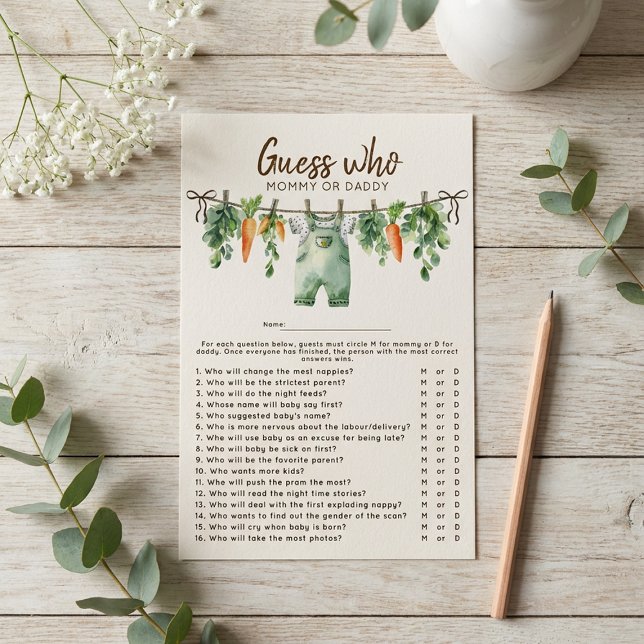 Locally Grown Guess Who Baby Shower Game (クリエイターアップロード済み)