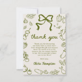 Locally Grown Hand Drawn Baby Shower サンキューカード (正面)