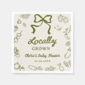 Locally Grown Hand Drawn Baby Shower スタンダードカクテルナプキン (正面)