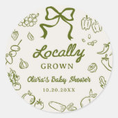 Locally Grown Hand Drawn Baby Shower ラウンドシール (正面)