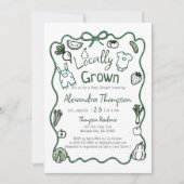 Locally Grown Hand Drawn Bow Clothes Baby Shower 招待状 (正面)