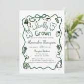 Locally Grown Hand Drawn Bow Clothes Baby Shower 招待状 (スタンド正面)