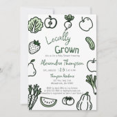 Locally Grown Hand Drawn Farm Fresh Baby Shower 招待状 (正面)