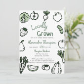 Locally Grown Hand Drawn Farm Fresh Baby Shower 招待状 (スタンド正面)
