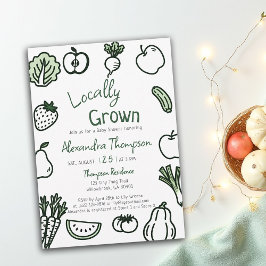 Locally Grown Hand Drawn Farm Fresh Baby Shower 招待状