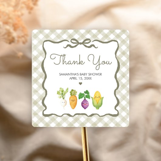 Locally Grown Little Sprout Baby Shower スクエアシール