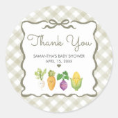 Locally Grown Little Sprout Baby Shower ラウンドシール (正面)