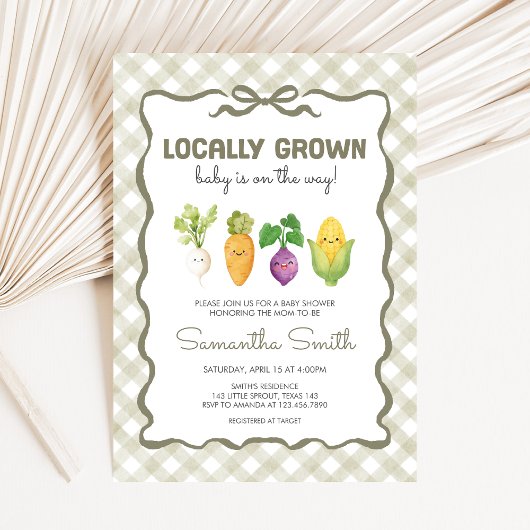 Locally Grown Little Sprout Baby Shower 招待状