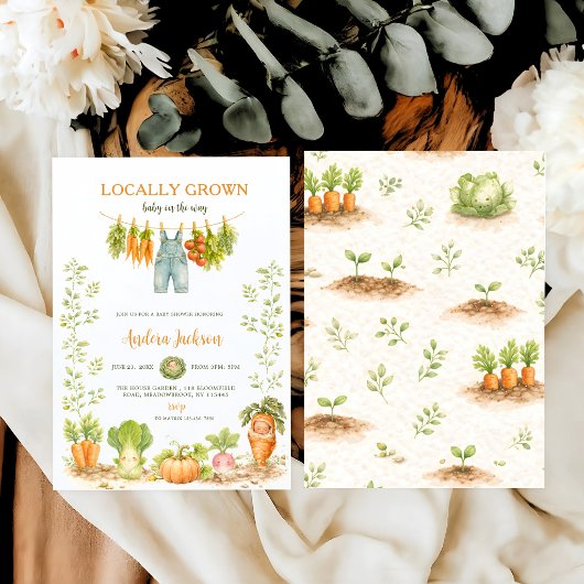 Locally Grown Little Sprout Garden Baby Shower 招待状