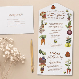 Locally Grown Little Sprout Summer Baby Shower オールインワン招待状