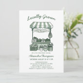 Locally Grown Market Stand Sage Green Baby Shower 招待状 (スタンド正面)