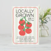 Locally Grown Market Tomato Neutral Baby Shower 招待状 (スタンド正面)