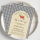 Locally Grown Modern Grey Gingham Baby Shower 招待状
