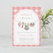 Locally Grown  Pink Farmers Baby Girl Shower  招待状 (スタンド正面)