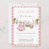 Locally Grown Pink Farmers Baby Girl Shower 招待状 (正面)