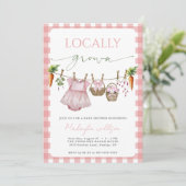 Locally Grown Pink Farmers Baby Girl Shower 招待状 (スタンド正面)