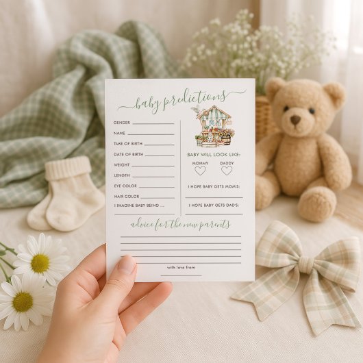 Locally Grown Predictions Baby Shower Game Card 招待状