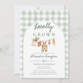 Locally Grown Produce Clothes Line Baby Shower 招待状 (正面)