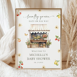 Locally Grown Rustic Boho Baby Shower Welcome Sign ポスター