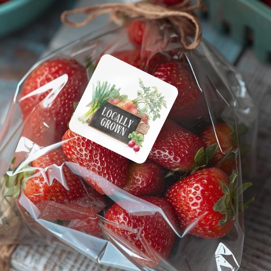 Locally Grown Rustic Farmer's Market スクエアシール