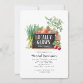 Locally Grown Rustic Farmer's Market Baby Shower 招待状 (正面)