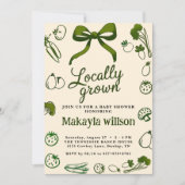 Locally Grown Rustic Hand-Drawn Baby Shower 招待状 (正面)