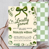 Locally Grown Rustic Hand-Drawn Baby Shower 招待状