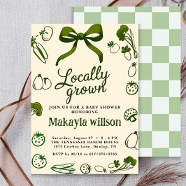 Locally Grown Rustic Hand-Drawn Baby Shower 招待状