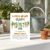 Locally Grown Rustic Party Clothesline Baby Shower 招待状