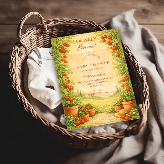 Locally Grown Tomato Baby Shower 招待状