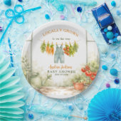Locally Grown Veggie Clothesline Baby Shower ペーパープレート (パーティー)