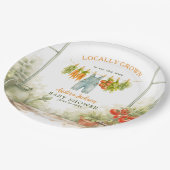 Locally Grown Veggie Clothesline Baby Shower ペーパープレート (アングル)