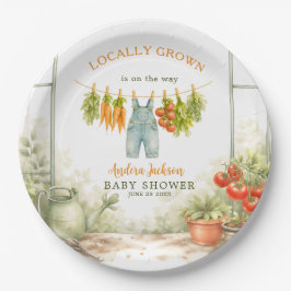 Locally Grown Veggie Clothesline Baby Shower ペーパープレート