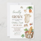 Locally Grown Veggies Farmers Market Baby Shower 招待状 (正面)