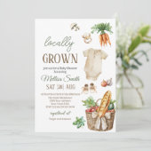 Locally Grown Veggies Farmers Market Baby Shower 招待状 (スタンド正面)