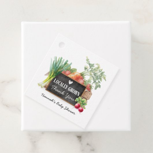 Locally Grown Watercolor Baby Shower Thank You  フェイバータグ (インサイチュ)