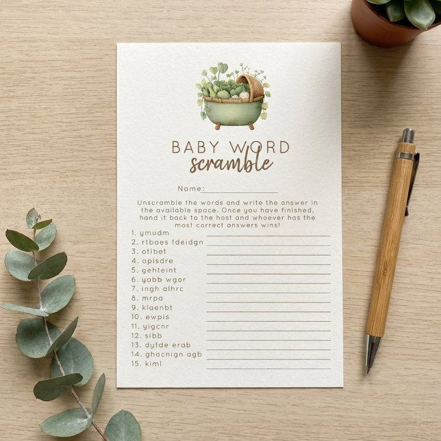 Locally Grown 'Word Scramble' Baby Shower Game (クリエイターアップロード済み)